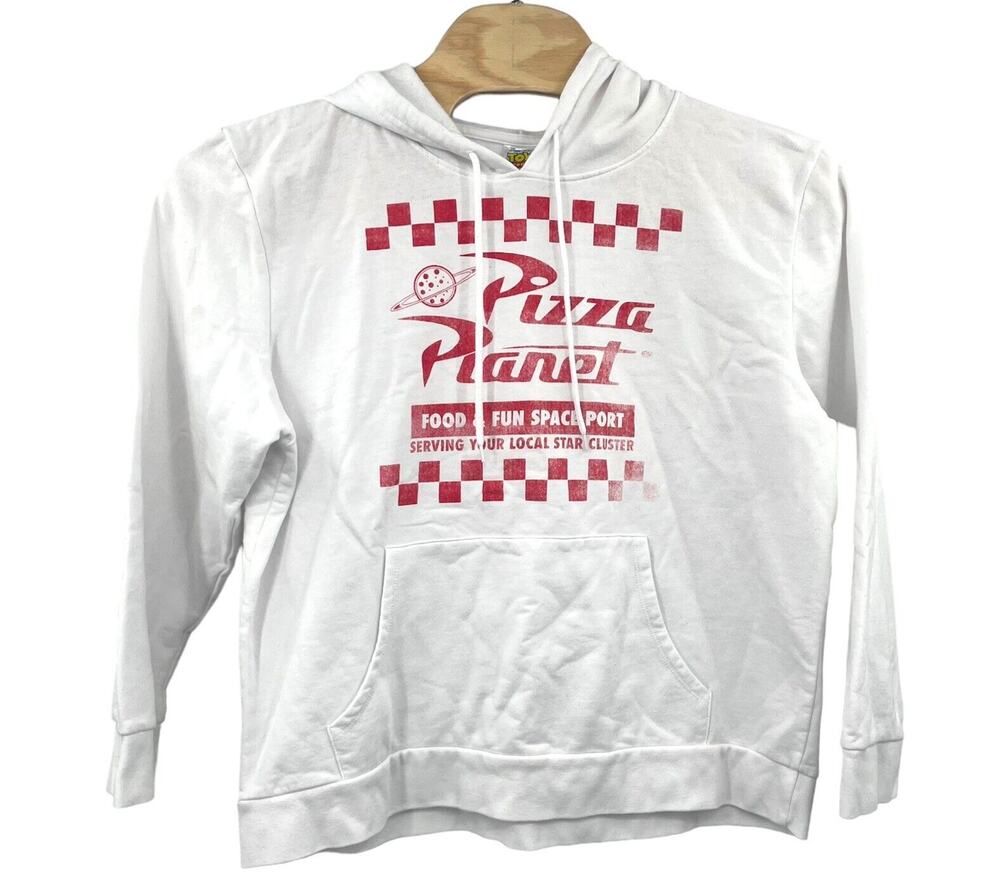 TOY STORY Pizza Planet Hoodie XXL Disney Pixar Sweatshirt Pullover White